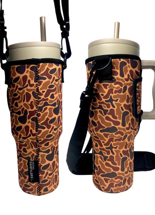 Old School Camo 40oz Tumbler With Handle Sleeve - Drink Handlers
