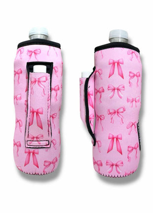 Pink Bow 16 - 24oz Soda & Water Bottle / Tallboy Can Handler™ - Drink Handlers