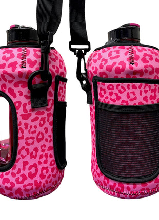 Pink on Pink Leopard 1/2 Gallon Jug Carrying Handler™ - Drink Handlers