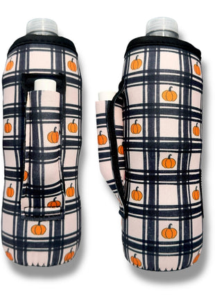 Pumpkin Gingham 16 - 24oz Soda & Water Bottle / Tallboy Can Handler™ - Drink Handlers