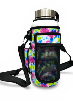 Purple Tie Dye 30 - 40oz Tumbler Handler™ With Carrying Strap - Drink Handlers