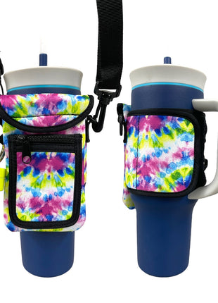 Purple Tie Dye Wrap Around Drink Pocket - Drink Handlers
