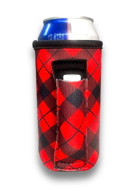 Red Plaid 16oz Can Handler™ - Drink Handlers