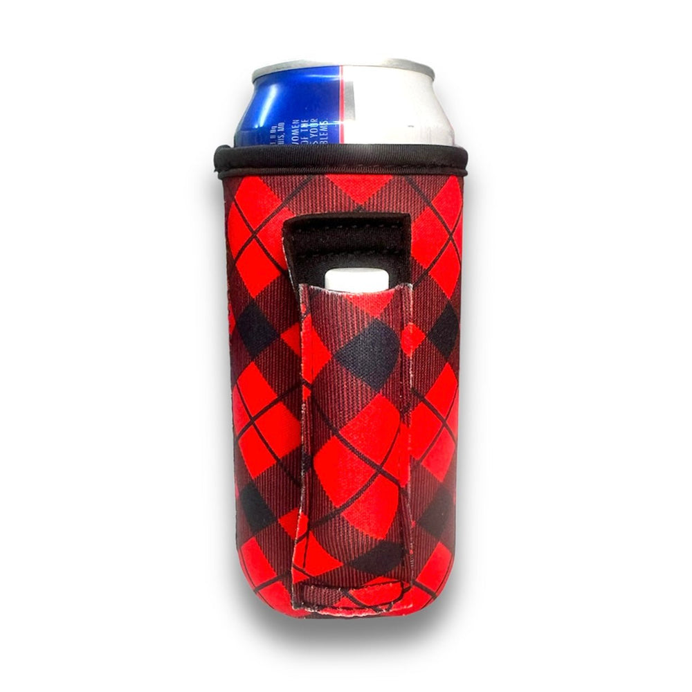 Red Plaid 16oz Can Handler™ - Drink Handlers