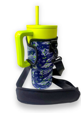Rocket Ships 25-35oz Tumbler With Handle Sleeve - Drink Handlers