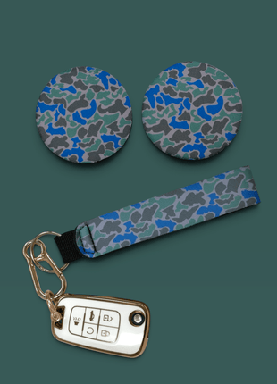 Salt Water Camo Neoprene Car Coasters - Drink Handlers