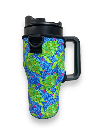 Sea Turtles 25-35oz Tumbler With Handle Sleeve - Drink Handlers