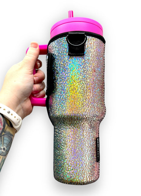 Silver Fox 40oz Tumbler With Handle Sleeve - Drink Handlers