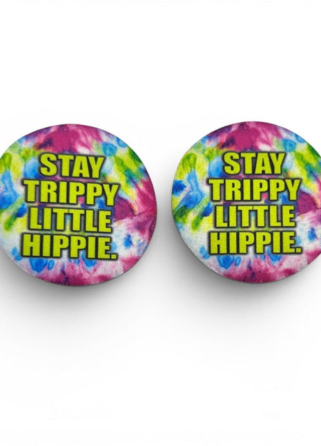 Stay Trippy Little Hippie Neoprene Car Coasters - Drink Handlers