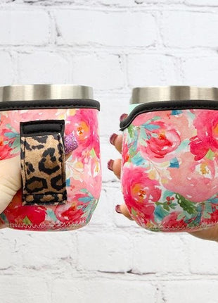 Summer Blooms with Leopard 12oz Wine Tumbler Handler™ - Drink Handlers
