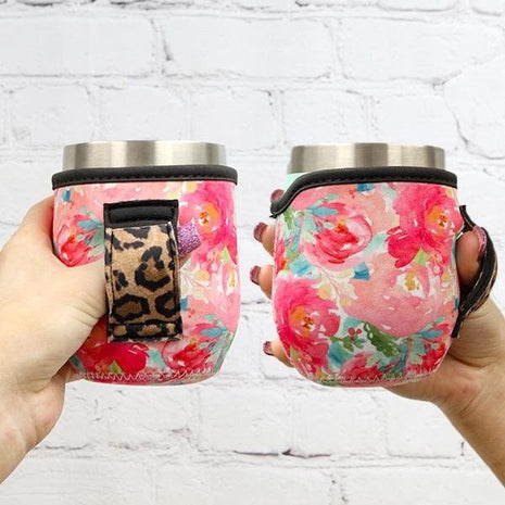 Summer Blooms with Leopard 12oz Wine Tumbler Handler™ - Drink Handlers