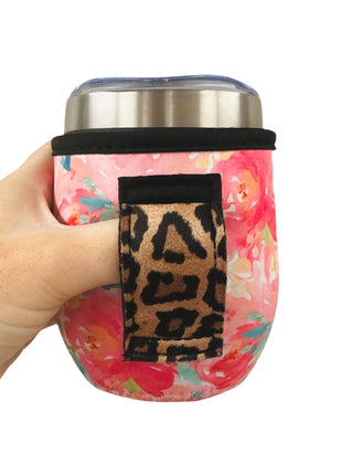 Summer Blooms with Leopard 12oz Wine Tumbler Handler™ - Drink Handlers