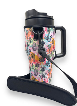 Summer Cactus 25-35oz Tumbler With Handle Sleeve - Drink Handlers