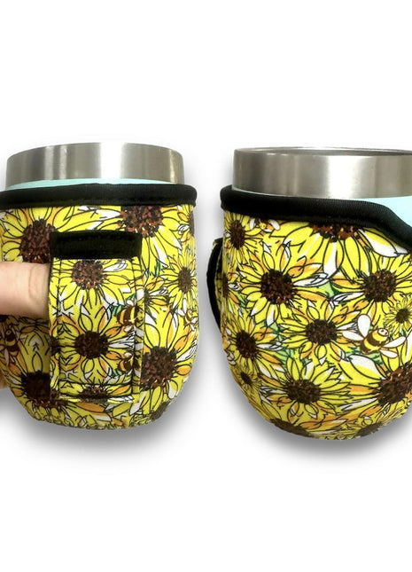 Sunflowers and Bees 12oz Wine Tumbler Handler - Drink Handlers