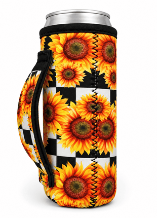 Sunflowers & Checkers 12oz Slim Can Handler™ - Drink Handlers