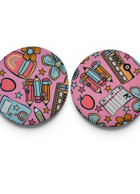 Teacher Back To School Neoprene Car Coasters - Drink Handlers
