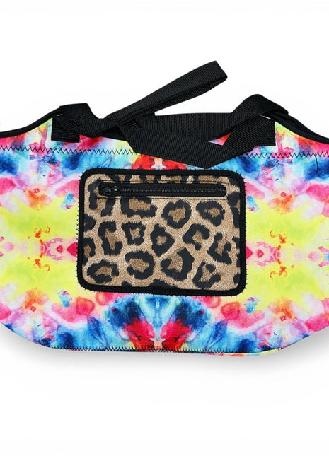 Tie Dye W/ Leopard Neoprene Tote - Drink Handlers