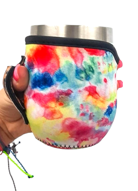 Tie Dye with Leopard 12oz Wine Tumbler Handler™ - Drink Handlers