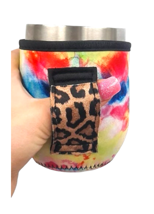 Tie Dye with Leopard 12oz Wine Tumbler Handler™ - Drink Handlers