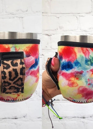 Tie Dye with Leopard 12oz Wine Tumbler Handler™ - Drink Handlers