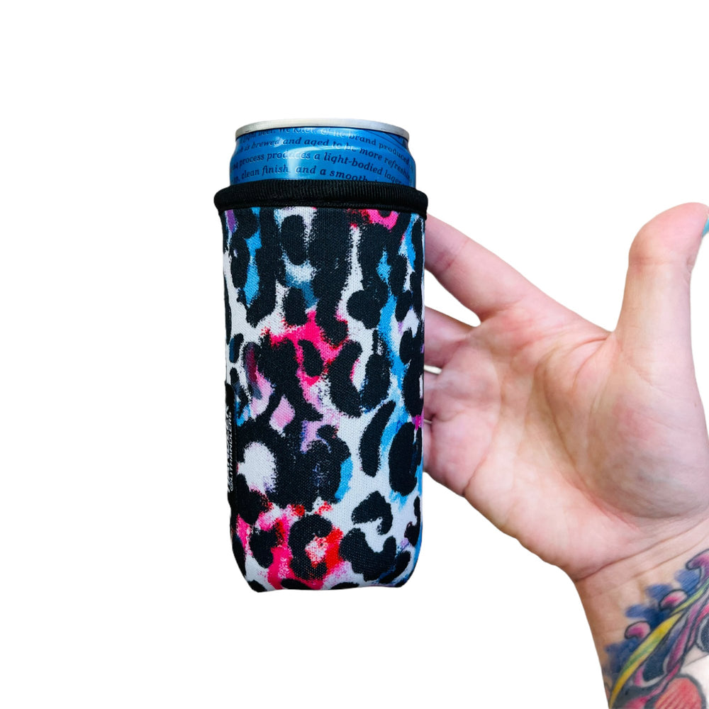 Watercolor Leopard 8-10oz Slim Can Handler™ - Drink Handlers
