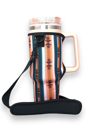 Western Aztec 40oz Tumbler With Handle Sleeve - Drink Handlers