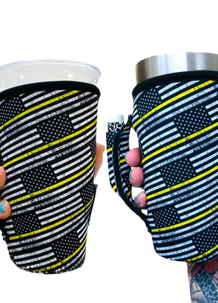 Yellow Line 20oz Large Coffee / Tea / Tumbler Handler™ - Drink Handlers
