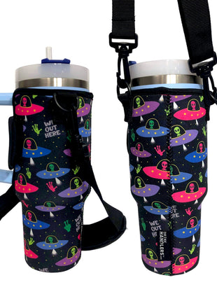 Aliens 40oz Tumbler With Handle Sleeve - Drink Handlers