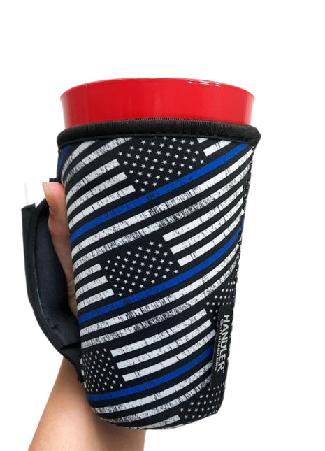 Back The Blue 16oz PINT Glass / Medium Fountain Drinks and Tumbler Handlers™ - Drink Handlers