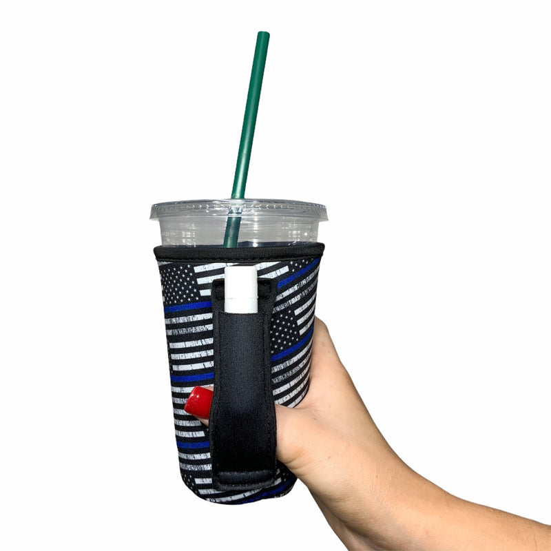 Back The Blue 16oz PINT Glass / Medium Fountain Drinks and Tumbler Handlers™ - Drink Handlers