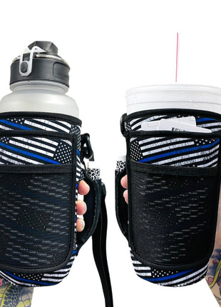 Back The Blue 30-40oz Tumbler Handler™ With Carrying Strap - Drink Handlers