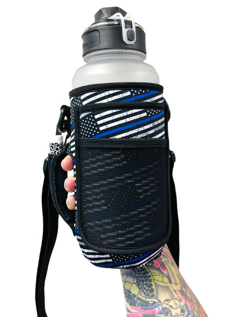 Back The Blue 30-40oz Tumbler Handler™ With Carrying Strap - Drink Handlers