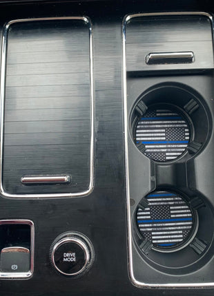 Back The Blue Neoprene Car Coasters - Drink Handlers