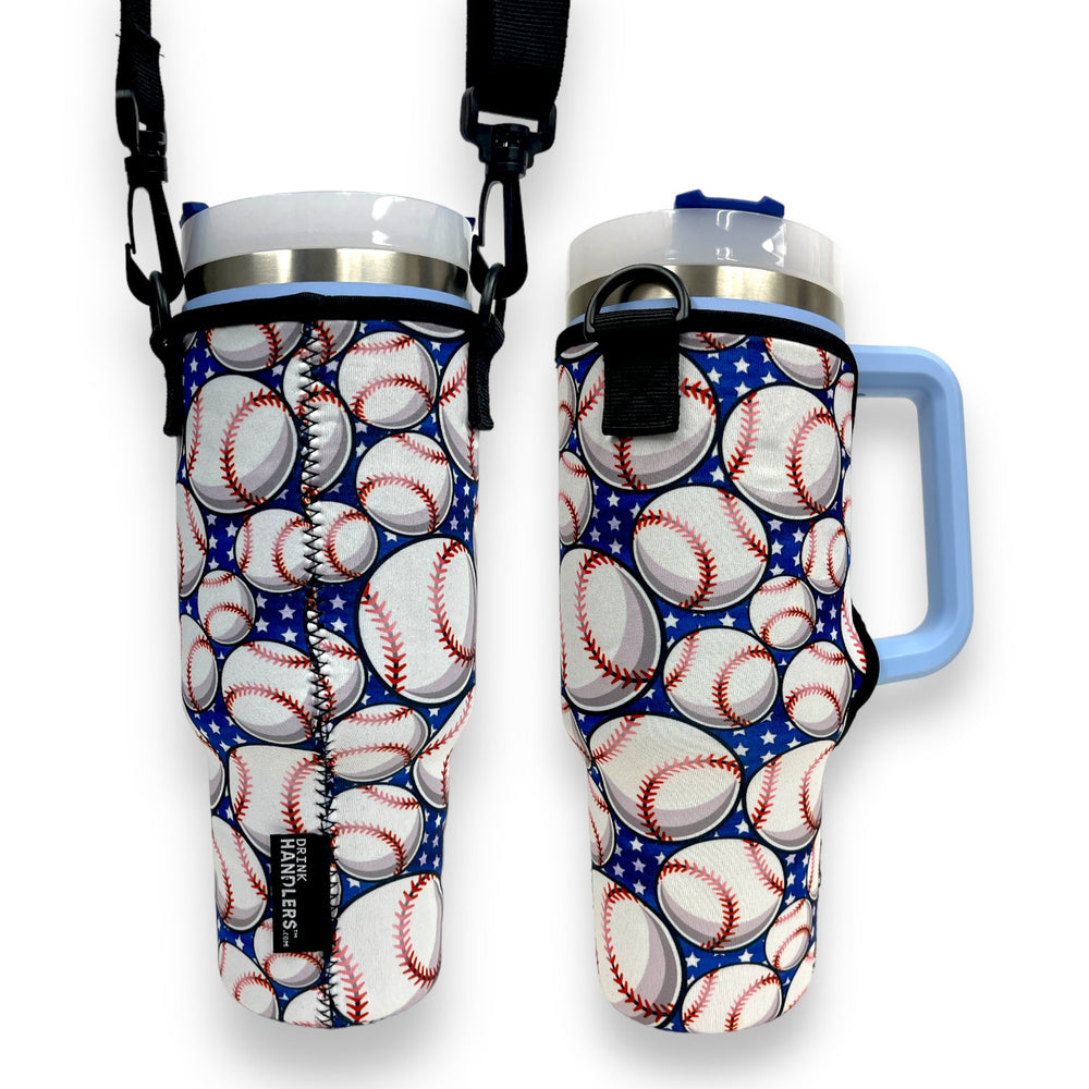 Baseball 40oz Tumbler With Handle Sleeve - Drink Handlers