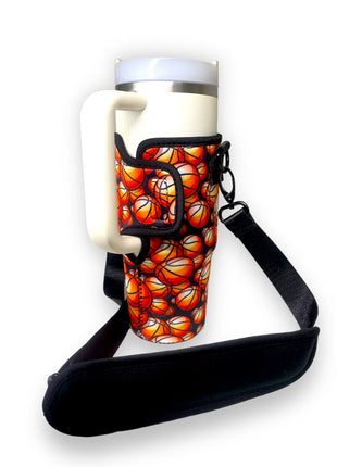Basketball 25-35oz Tumbler With Handle Sleeve - Drink Handlers