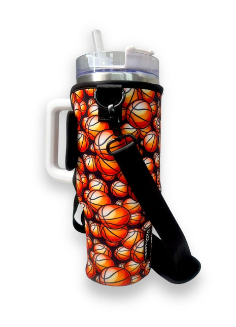 Basketball 40oz Tumbler With Handle Sleeve - Drink Handlers