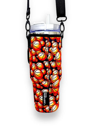 Basketball 40oz Tumbler With Handle Sleeve - Drink Handlers