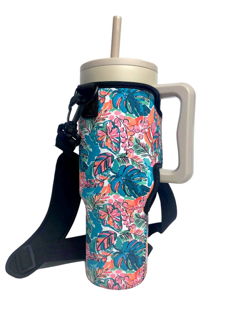 Beach Babe 40oz Tumbler With Handle Sleeve - Drink Handlers