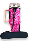 40oz Tumbler With Closed Handle Carrying Sleeve / Pink Leopard