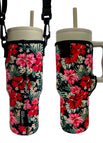 40oz Tumbler With Closed Handle Carrying Sleeve / Hibiscus