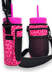 30-40oz Carrying Sleeve For Tumblers With Open or No Handle / Pink Leopard