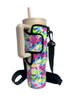 40oz Tumbler With Closed Handle Carrying Sleeve / Purple Tie Dye