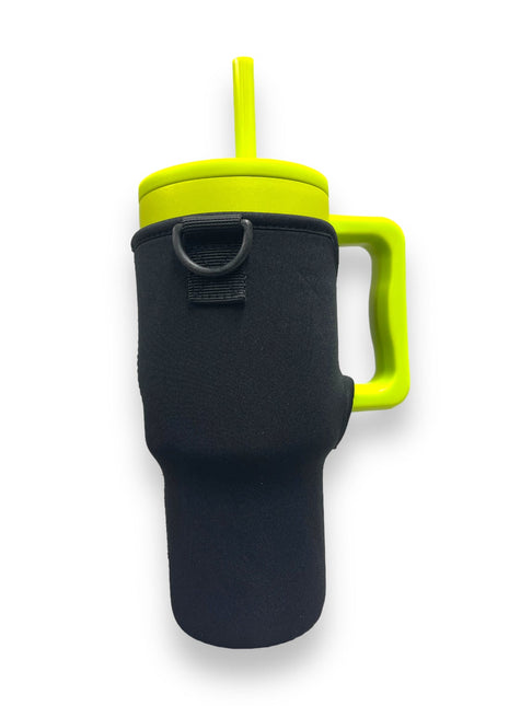 Black 25-35oz Tumbler With Handle Sleeve - Drink Handlers
