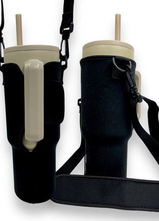 Black 40oz Tumbler With Handle Sleeve - Drink Handlers
