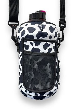 Black and White Cow Print 1/2 Gallon Jug Carrying Handler™ - Drink Handlers