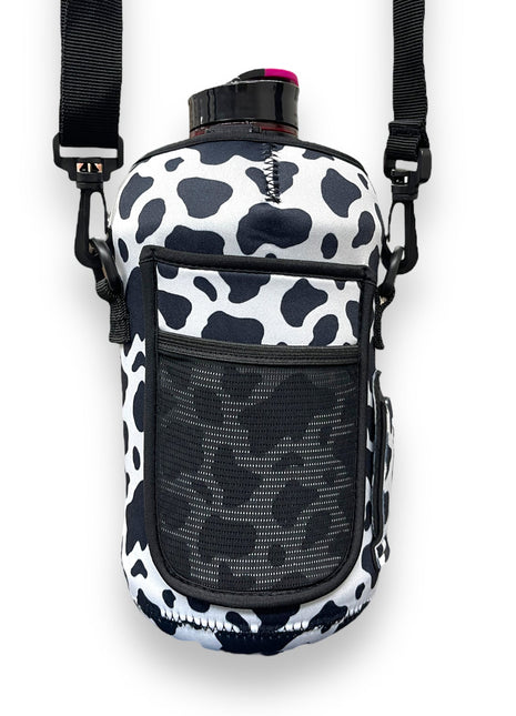 Black and White Cow Print 1/2 Gallon Jug Carrying Handler™ - Drink Handlers