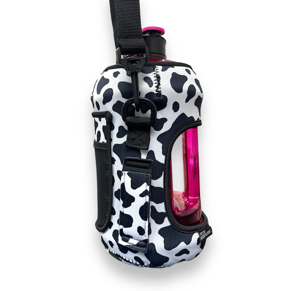 Black and White Cow Print 1/2 Gallon Jug Carrying Handler™ - Drink Handlers