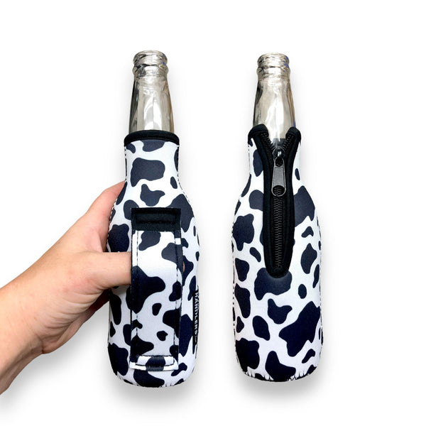 Black and White Cow Print 12oz Bottleneck Handler™ - Drink Handlers
