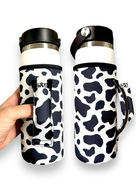 Black and White Cow Print 16-24oz Soda & Water Bottle / Tallboy Can Handler™ - Drink Handlers