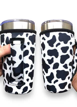 Black and White Cow Print 20oz Large Coffee / Tea / Tumbler Handler™ - Drink Handlers